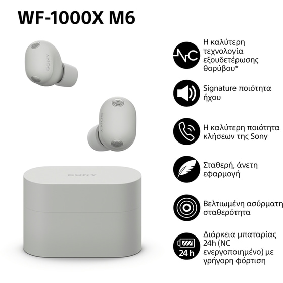 Ακουστικά Bluetooth Sony WF-1000XM6 - Platinum Silver image 1