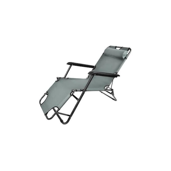 Μεταλλική Ξαπλώστρα Κήπου, Παραλίας, Θαλάσσης Με Μαξιλάρι Σε Γκρι Χρώμα, 153x47x87 Cm, Sunbed image 0