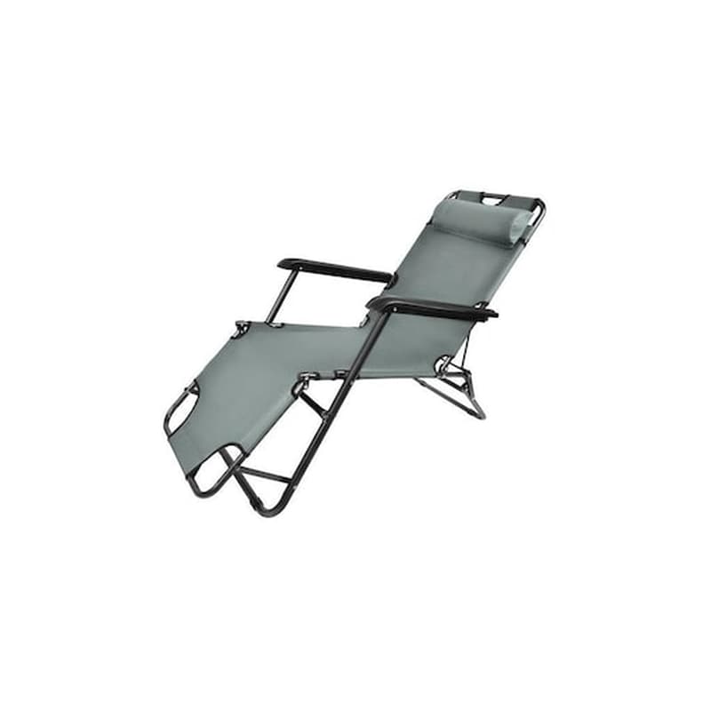 Μεταλλική Ξαπλώστρα Κήπου, Παραλίας, Θαλάσσης Με Μαξιλάρι Σε Γκρι Χρώμα, 153x47x87 Cm, Sunbed ARIA TRADE