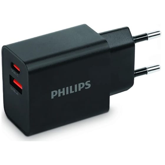 Φορτιστής Πρίζας Philips DLP4325AB/GRS USB-A/USB-C 20 W - Μαύρο image 0