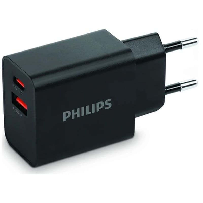 Φορτιστής Πρίζας Philips DLP4325AB/GRS USB-A/USB-C 20 W - Μαύρο