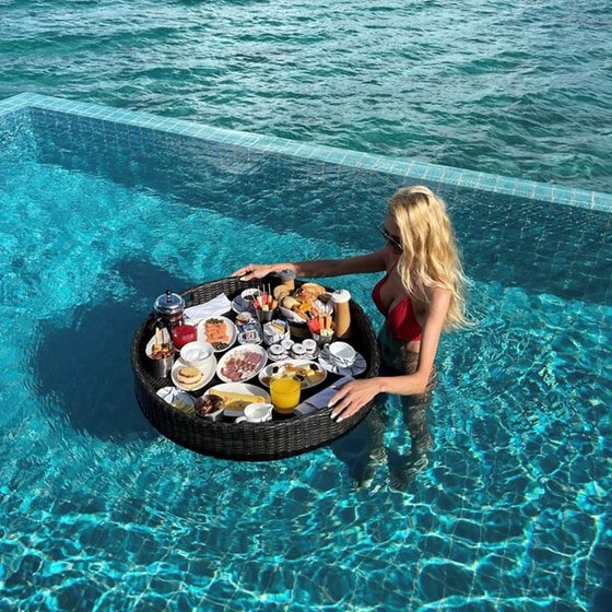 Δίσκος Πισίνας Floating Breakfast 80 cm Στρογγυλός - Μαύρος image 0