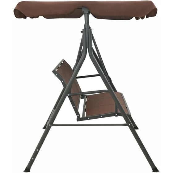 Κούνια Κήπου VidaXL με Σκίαστρο από Χάλυβα 178x112x155 cm - Καφέ image 3