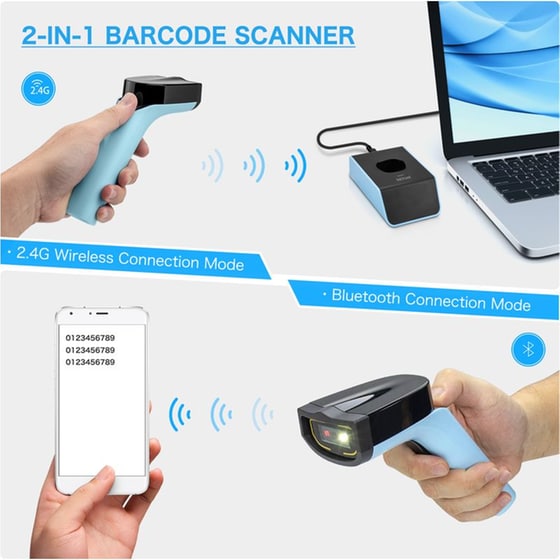 NETUM DS7500 Scanner Χειρός Ασύρματο 2D 2.4GHz Hands-Free Αυτόματο Ανάγνωση QR Barcodes image 5
