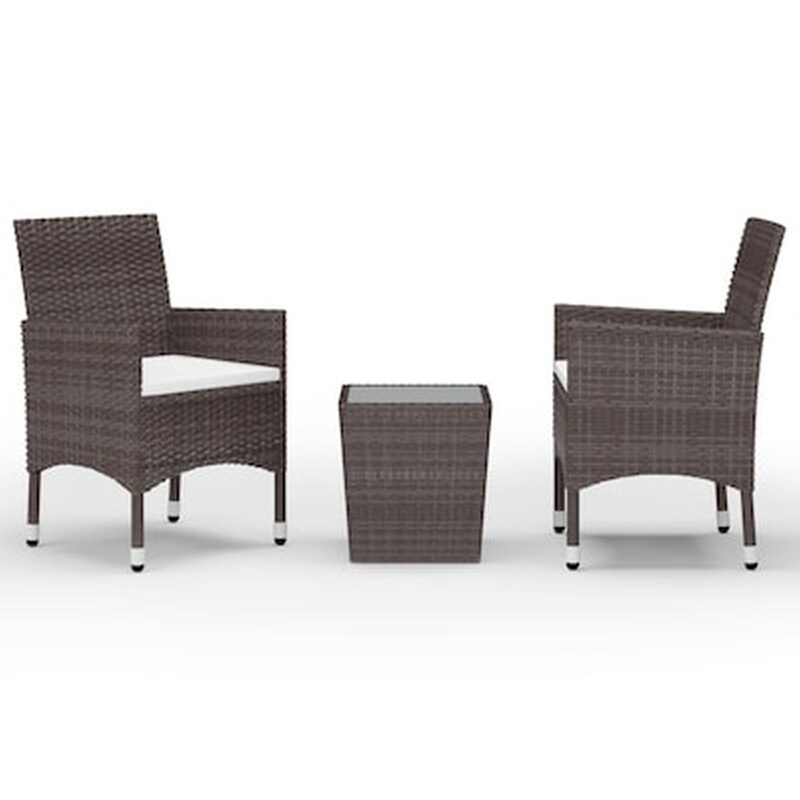 Vidaxl Σετ Επίπλων Mπιστρό 3 Τεμ. Καφέ Συνθετικό Ρατάν /ψημένο Γυαλί VIDAXL