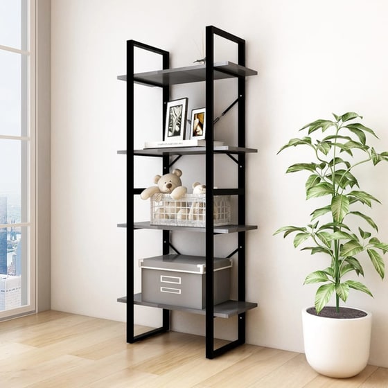 Βιβλιοθήκη VidaXL από Ξύλο 60x30x140 cm - Γκρι/Μαύρο image 1