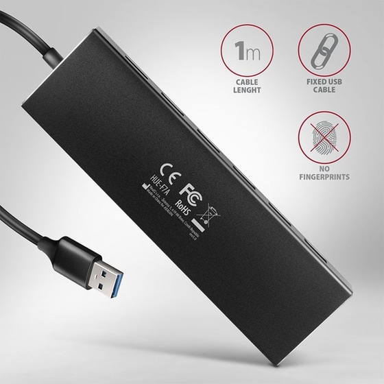 Axagon HUE-F7A USB Hub 7 σε 1 USB-A - Μαύρο image 5
