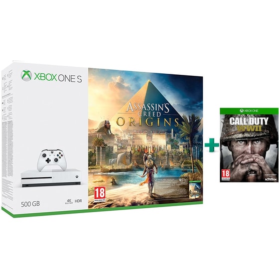 Microsoft Xbox One S White - 500GB & Assassin's Creed Origins & Call of Duty: WWII image 0