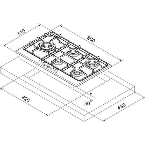 Mondin A0905VPGC50NL2R0 86 cm Μαύρο Εστία Υγραερίου Αυτόνομη image 1