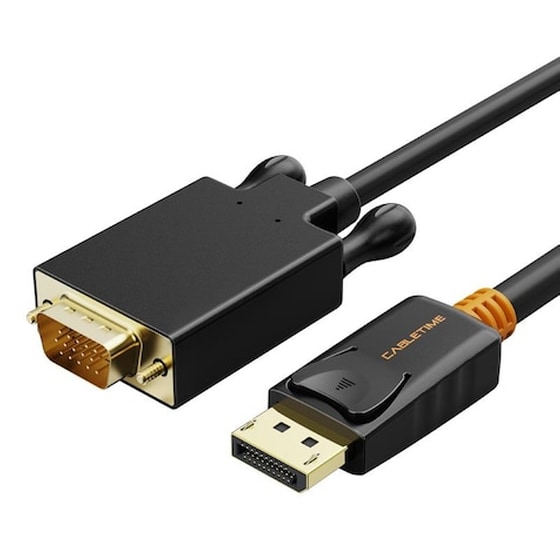 Cabletime Καλώδιο Displayport Σε Vga Av585, 1080p, 1.8m, Μαύρο image 0