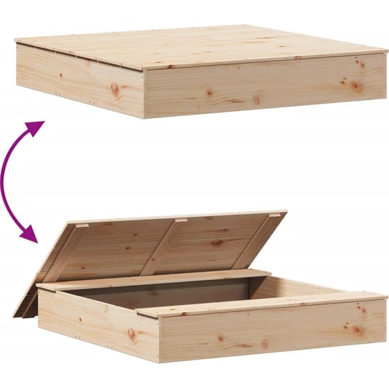 VidaXL Αμμοδόχος με Κάλυμμα 111x111x19.5cm Ξύλινη - Φυσικό Χρώμα Ξύλου image 5