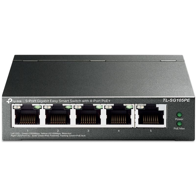 TP-LINK TP-Link TL-SG105PE Network Switch Managed L2 Gigabit Ethernet (1000 Mbps) 5-Port PoE Support