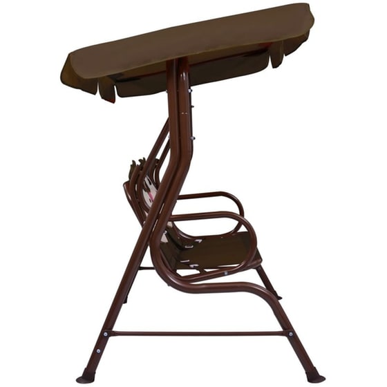 Κούνια Κήπου VidaXL με Σκίαστρο  από Ατσάλι 115x75x110 cm - Καφέ image 2