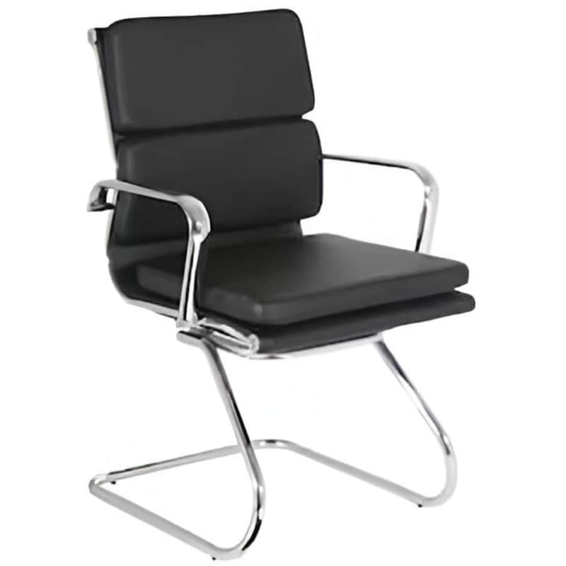 Καρέκλα – Πολυθρόνα Επισκέπτη 2 Τμχ. από Τεχνητό Δέρμα – Μαύρη