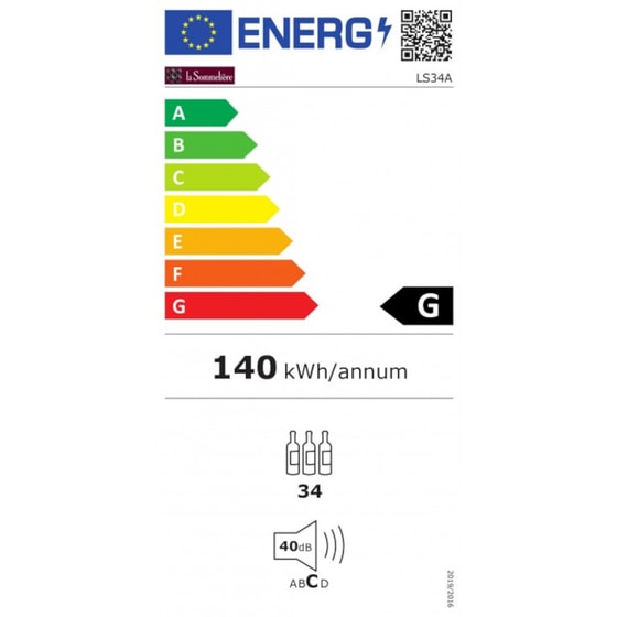 LA SOMMELIERE LS34A για 34 Μπουκάλια με LED φωτισμό και Anti-Vibration Σύστημα Inox Συντηρητής Κρασιών image 1