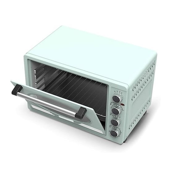 Ηλεκτρικός Retro Φούρνος Grill 45l 2000w Με Ταψί, Πιρούνα Σε Απόχρωση τιρκουάζ, Turbotronic Tt-ev45r image 1