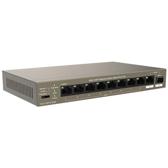Tenda Network Switch Managed L2 9GE+1SFP Ethernet with 8-Port PoE image 1