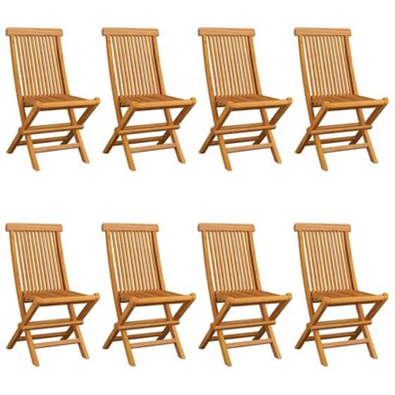 Vidaxl Καρέκλες Κήπου 8 Τεμ. Από Μασίφ Ξύλο Teak Με Ανθρακί Μαξιλάρια image 2