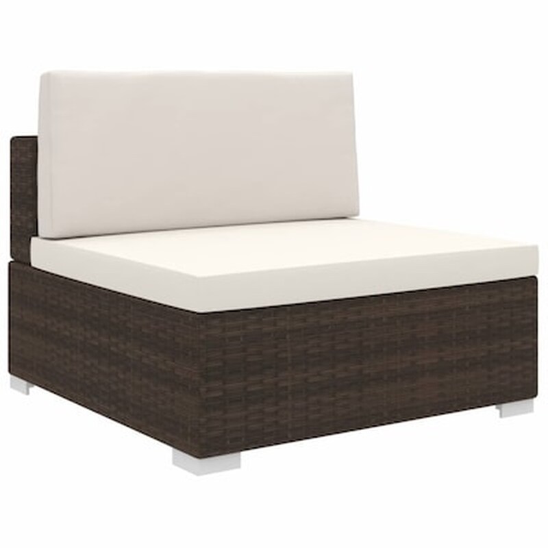 Μεσαίο Κάθισμα VidaXL Τμηματικό 1 τμχ με Μαξιλάρια από Συνθετικό Ρατάν 70x70x52.5 cm - Καφέ/Κρεμ