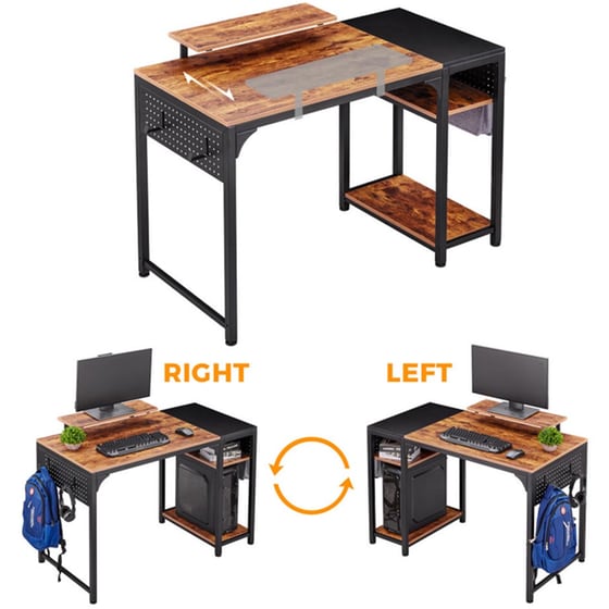 Γραφείο Υπολογιστή Eureka Ergonomic από Μελαμίνη 120x60cm - Καφέ/Μαύρο image 2