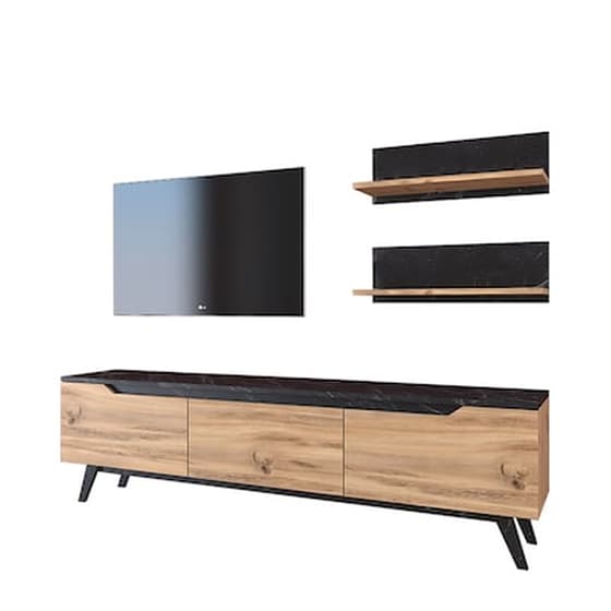 Σύνθετο Σαλονιού Kasia Pakoworld Oak-μαύρο Μαρμάρου 180x35x48,5εκ image 0