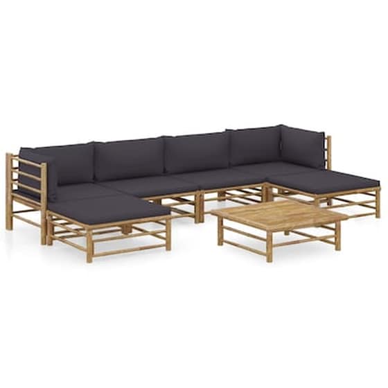 Σετ Σαλόνι Κήπου Vidaxl από Μπαμπού με Μαξιλάρια 7 Τμχ - Ανθρακί image 0