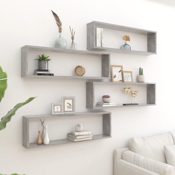 Ράφια Τοίχου VidaXL από Μοριοσανίδα 100x15x30 cm 4 Τμχ  - Γκρι image 1