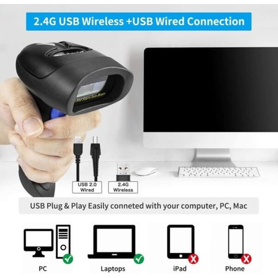 NETUM Scanner Χειρός Ασύρματο 2.4GHz με Βάση Ανάγνωση 2D και QR Barcodes image 3