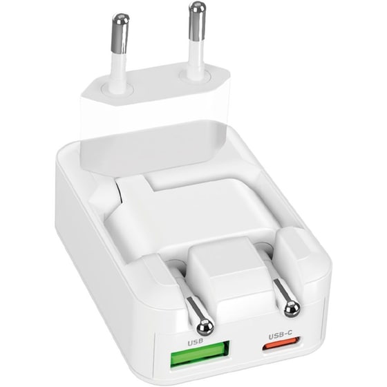 Φορτιστής Πρίζας SBS Flexi Wall Charger 1x USB-C / 1x USB-A 45W - White image 0
