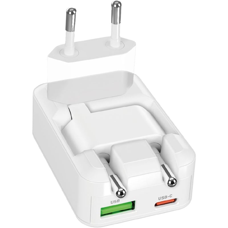 Φορτιστής Πρίζας SBS Flexi Wall Charger 1x USB-C / 1x USB-A 45W - White