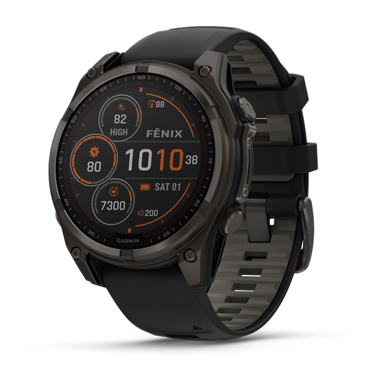 Smartwatch Garmin Fenix 8 Solar 47mm - Sapphire, Carbon Gray DLC Titanium with Black/Pebble Gray Silicone Band image 2