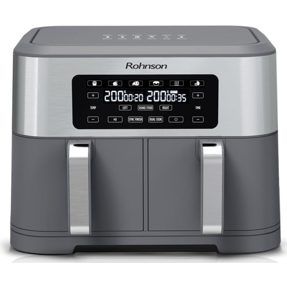 ROHNSON R-2844 με Διπλό Αποσπώμενο Κάδο 2800 W 8.5 L Γκρι Φριτέζα Αέρος image 0