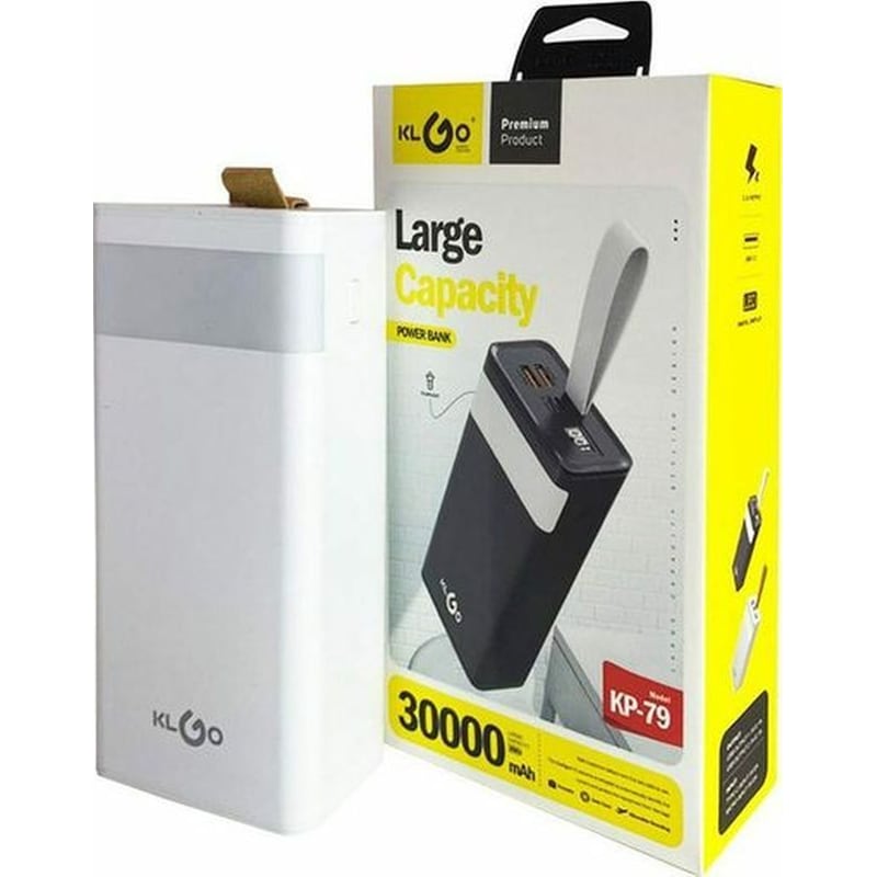 KLGO Powerbank KLGO KP-79 30.000mAh 2x USB-A - Λευκό