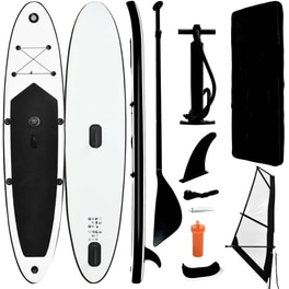Φουσκωτή Σανίδα SUP VidaXL με Πανί 330x72 cm - Μαύρη Λευκή