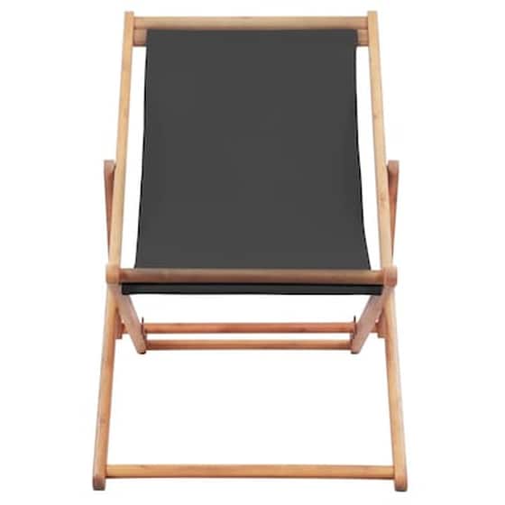 Σεζλόνγκ VidaXL Πτυσσόμενη από Ξύλο/Υφασμα 98.5x60.5x90 cm - Γκρι image 2