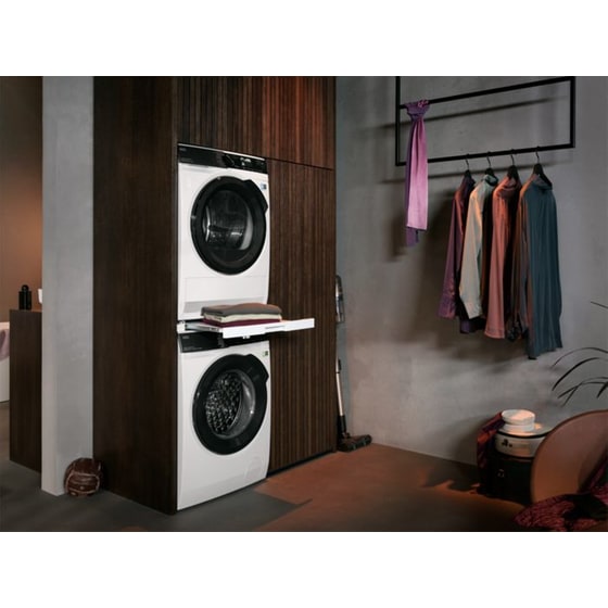 AEG SKP11GW3 Λευκό με Συρόμενο Ράφι Βάση Σύνδεσης Πλυντηρίου - Στεγνωτηρίου image 2