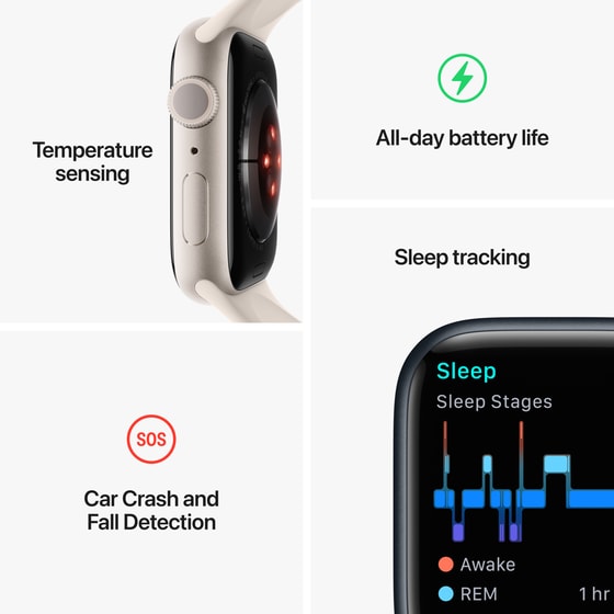 Apple Watch Series 8 Midnight Aluminium 41mm GPS - Midnight Sport Band Regular image 7
