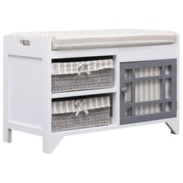 Σκαμπό Ταμπουρέ Vidaxl  Από Ξύλο Παυλώνιας  70x33.5x45 cm - Λευκό