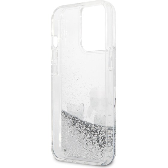 Θήκη Apple iPhone 13 Pro Max - Karl Lagerfeld Transparent Hard Case Karl+Choupette - Clear/Glitter Silver image 3
