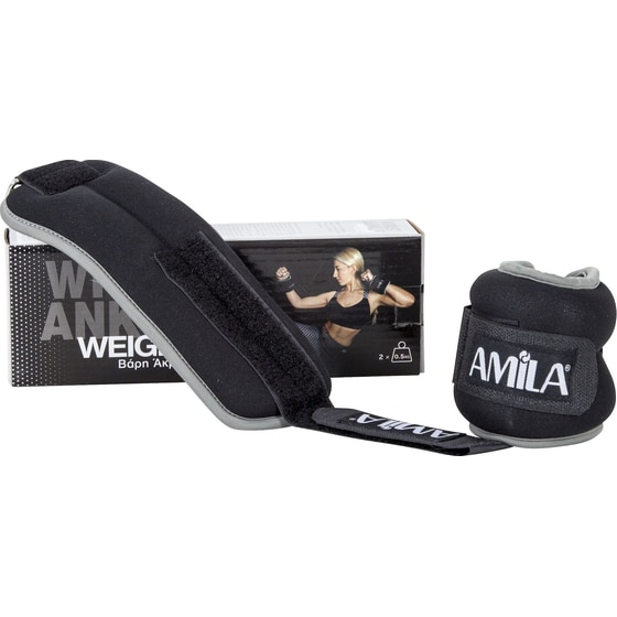 Βαράκια Άκρων 2 x 0.5kg Σταθερού Βάρους Amila 44114 από Νεοπρένιο - Μαύρο/Γκρι image 2