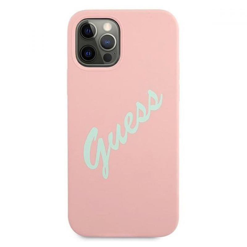 Guess Quot;vintage Script Logo Collection Quot; Σκληρή Θήκη Προστασίας Από Σιλικόνη – Iphone 12 / 12 Pro (πράσινο/ροζ)