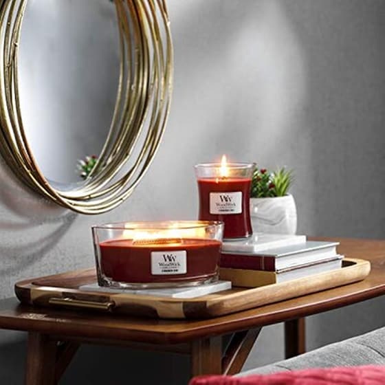 Woodwick Medium Hourglass Scented Candle | Cinnamon Chai | With Crackling Wick image 1