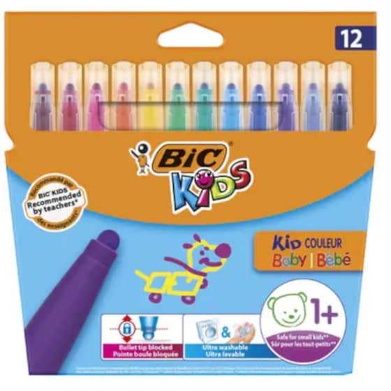 Μαρκαδόροι Bic Ζωγραφικής Kids Bebe 12 Τεμάχια image 0