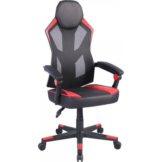Καρέκλα Γραφείου/ Gaming 24Mall Krafton Pro από Ύφασμα Mesh -Μαύρο/ Κόκκινο image 5