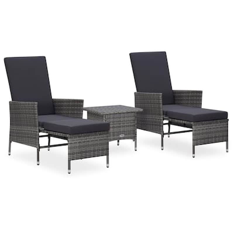 Σαλόνι Κήπου Vidaxl 3 Τμχ Με Μαξιλάρια Από Συνθετικό Ρατάν - Γκρι