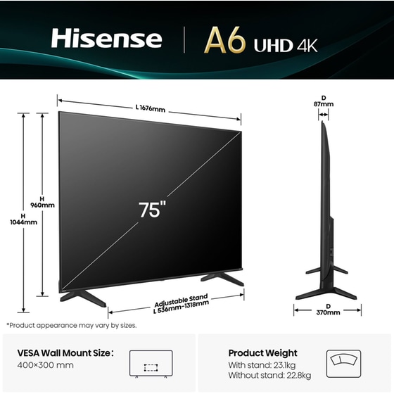 Hisense LED 75" 4K Smart Τηλεόραση 75A6Q image 2
