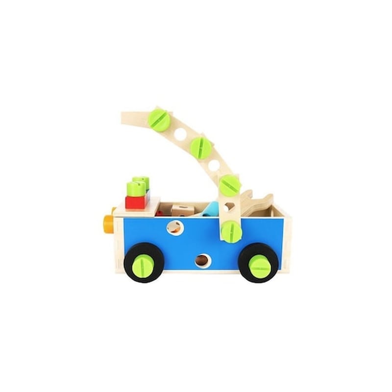 Παιδικό Παιχνίδι Μίμησης Ξύλινο Κουτί Εργαλείων 71 Τεμαχίων Για Διάφορες Κατασκευές, 22x12x7.5 Cm