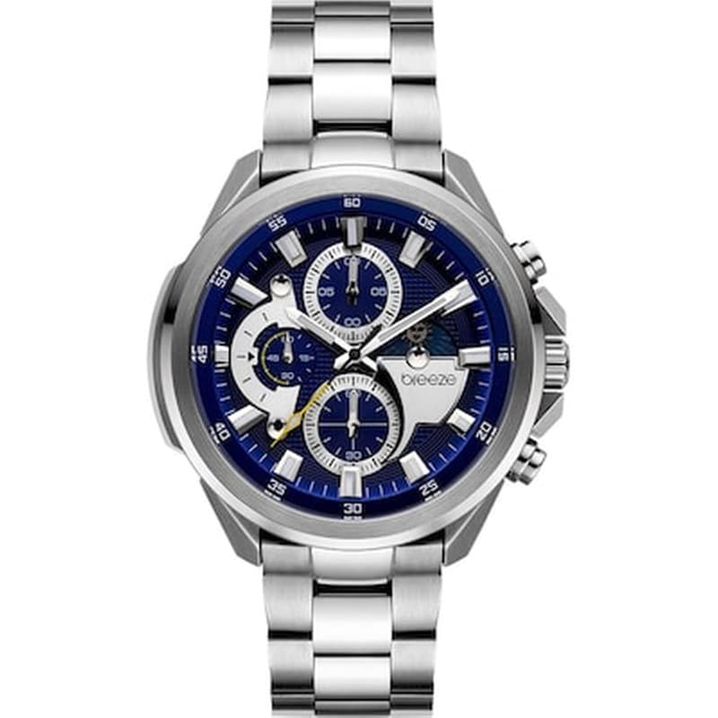 BREEZE Breeze Omnius 612112.3 Ρολόι Χρονογράφος Μπαταρίας με Ασημί Μεταλλικό Μπρασελέ
