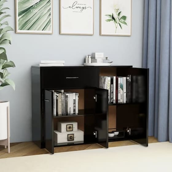 Vidaxl Μπουφές Μαύρος 88 X 30 X 70 Εκ. Από Μοριοσανίδα image 3