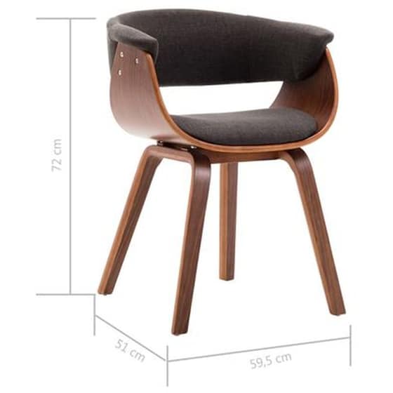 Καρέκλες Τραπεζαρίας Vidaxl από Λυγισμένο Ξύλο και Ύφασμα 6 Τμχ - Γκρι image 5